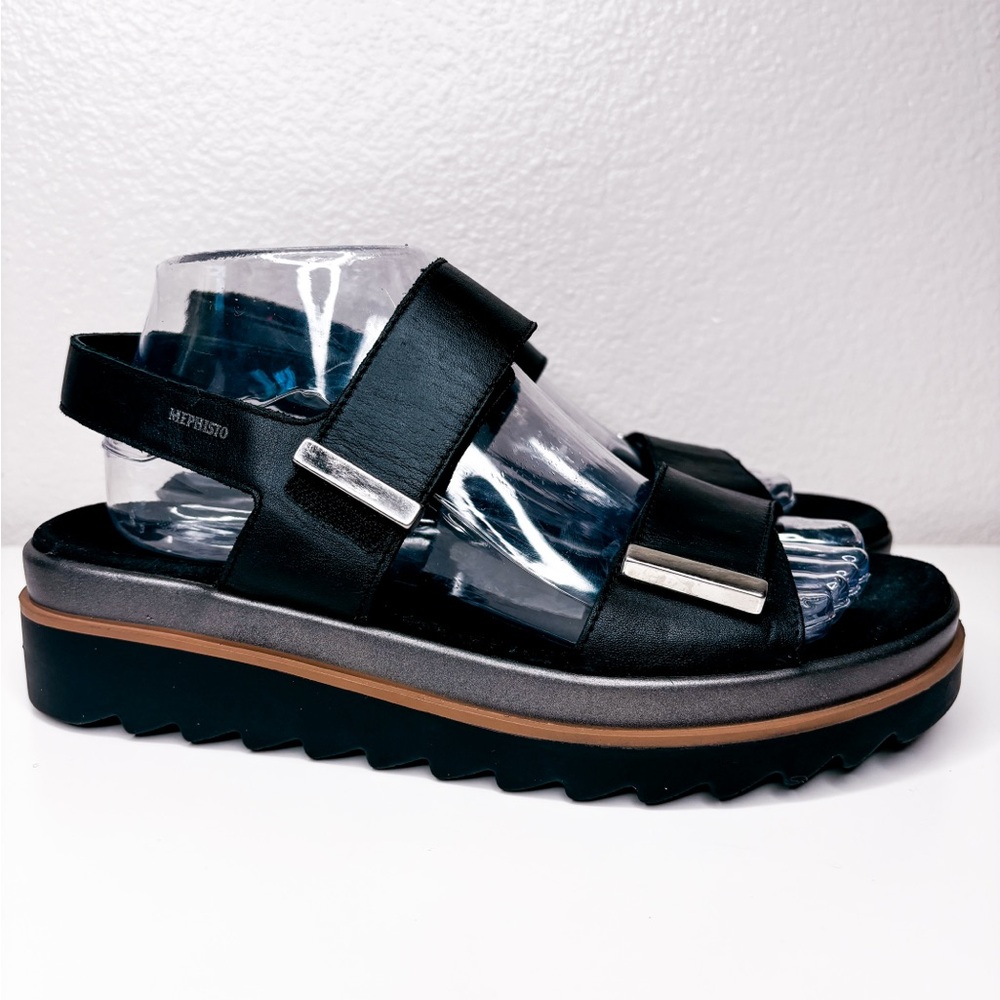 Mephisto Dominica Black Leather Sandal Size 10